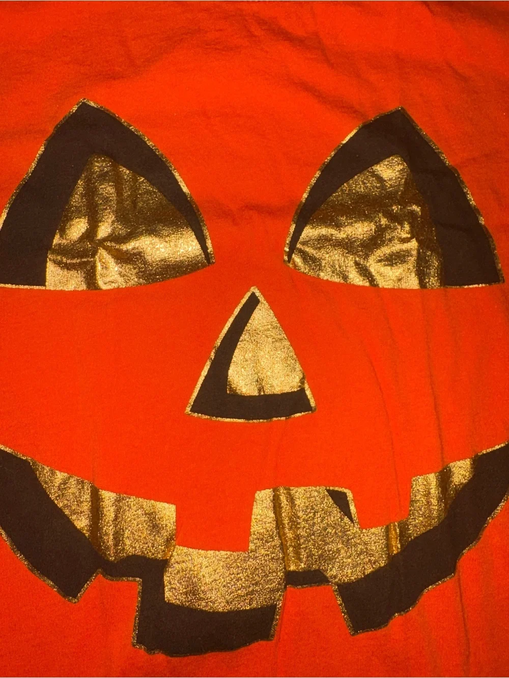 Metallic Foil Jack-O'-Lantern Halloween T-Shirt NWOT